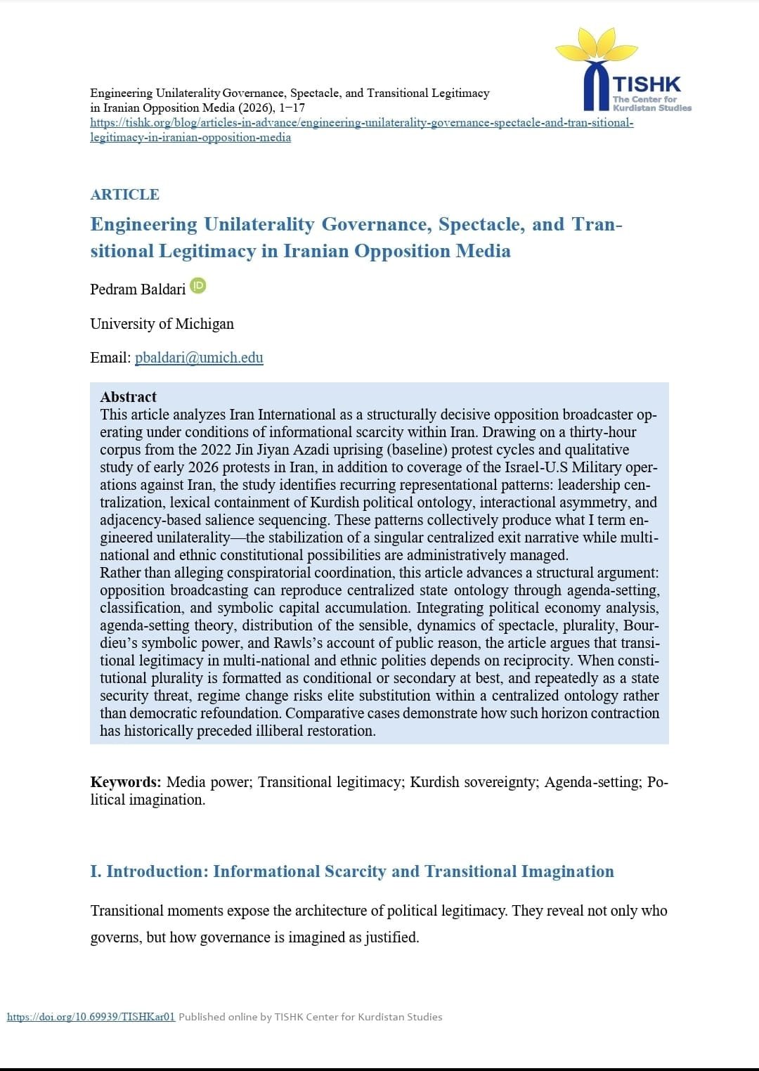 Photo of the PDF Engineering Unilaterality Governance, Spectacle, and Transitional Legitimacy in Iranian Opposition Media